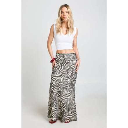 boohoo Dames Petite Zebraprint Chiffon Maxi Rok | Maat: 40