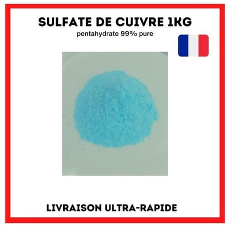 Sulfate de Cuivre pentahydrate anti algues de haute pureté à 99% pot de 1 kg bleu