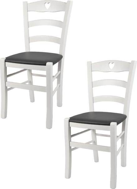 Tommychairs Cuore - Eetkamerstoelen - Set van 2 - Wit - Kunstleer & Hout