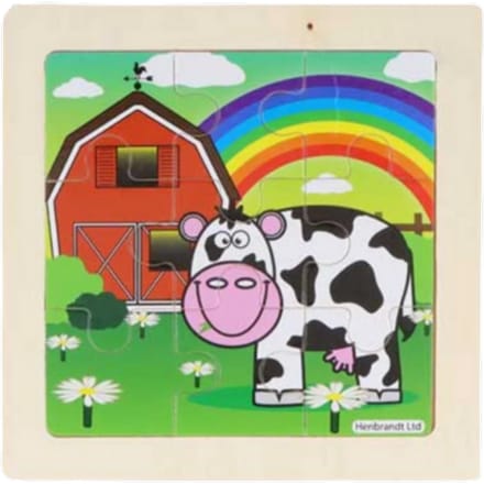 Fun Toys Farm Jigsaw Wooden Puzzle Assorted 11 cm – 1 Stuk