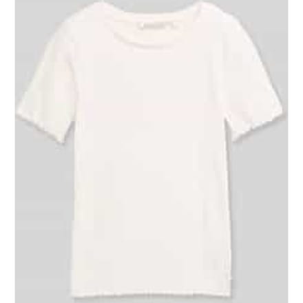 Tom Tailor Denim - Slim fit T-shirt met ribbelstructuur - Maat M - off white