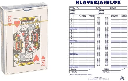 Scoreblok Klaverjassen spel 50 vellen met 2x pakje speelkaarten