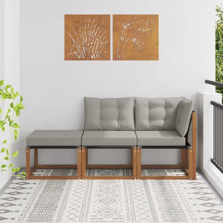 vidaXL - 3 - st - Modulaire - buitensofa-eenheden - Natuurlijk - en - Licht - Grijs