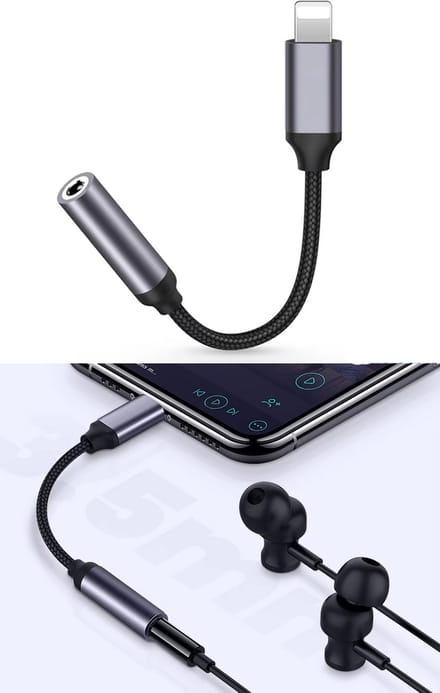CHPN - Audio naar lightning - lightning kabel - Koppelstukje - Koptelefoon naar lightning - Zwart