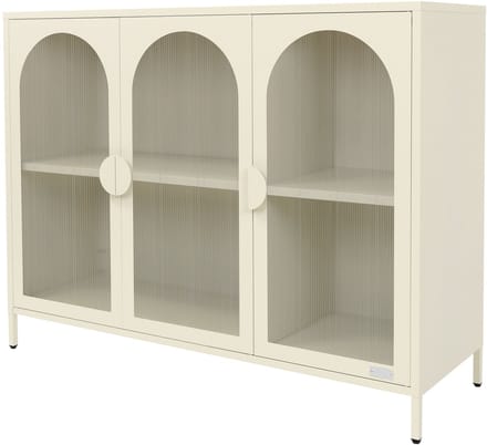 Vitrinekast 120x93x40 cm Vitrinekast met 4 opberg-/schapenvakken crème van staal ML design