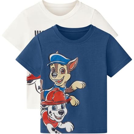 Lidl Set van 2 kinder T-shirts Paw Patrol (Wit/donkerblauw, 122/128)