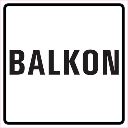 Balkon sticker, wit zwart 100 x 100 mm