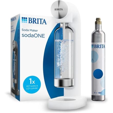 Brita SodaONE Bruiswatertoestel Wit - met 1 CO2-cilinder en 1 Soda fles