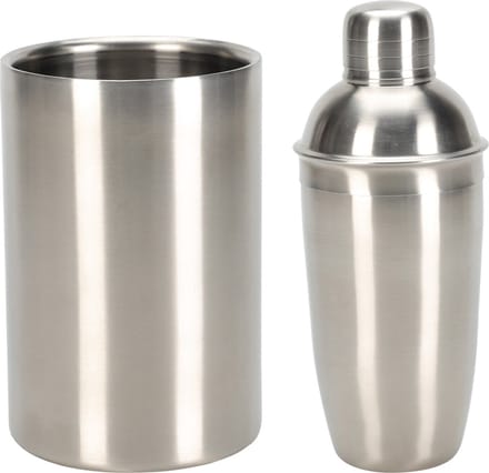Excellent Houseware Cocktailshaker met wijnkoeler/flessenkoeler - 500 ml - RVS - cocktailset