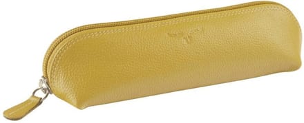 Leren pen etui Maverick met ritssluiting  - ovaal - geel
