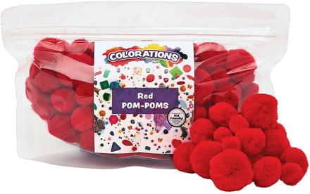 Colorations pompons rood knutselmateriaal 100 stuks - creatieve hobby.