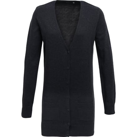 Premier Dames/Dames Longline V Hals Gebreid Vest (Houtskool)