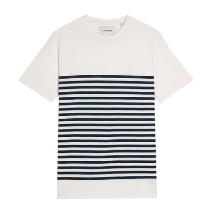 Lyle & Scott Heren-T-shirt met Bretonse strepen (Wit)