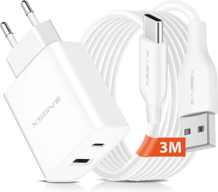 Snellader - 3 Meter - USB-C Adapter met USB-A naar USB C Kabel