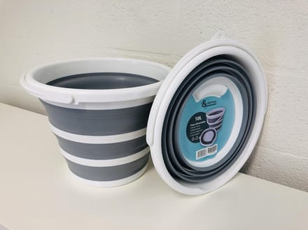VERTAK Opvouwbare emmer- 2 stuks 10 liter- Grijs/Wit