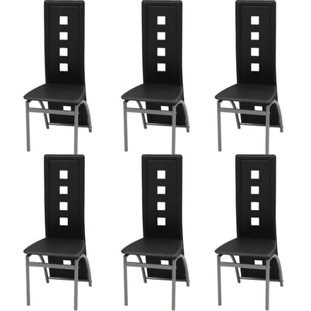 vidaXL - Eetkamerstoelen - 6 - st - kunstleer - zwart