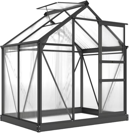 Outsunny-kas - Polycarbonaat - 190x132x201cm - Grijs, transparant