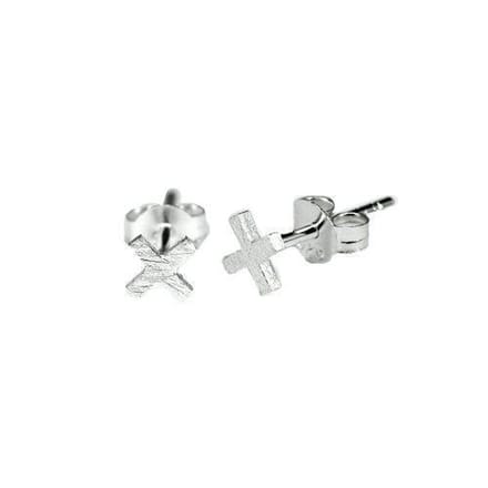 Matte Zilver Kruis Oorknopjes