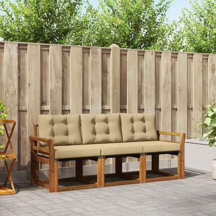 vidaXL - Buiten - bank - set - 3 - st - Natuurlijk - en - Beige