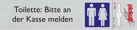 Pickup Route Alulook 165x44 mm - Toilette Bitte an der Kasse melden