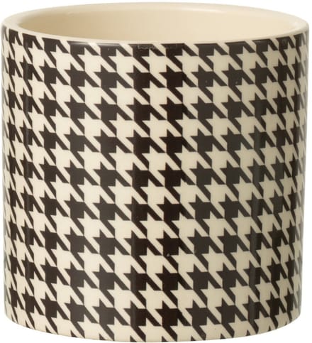 J-Line bloempot Pied-De-Poule - keramiek - wit/zwart - small
