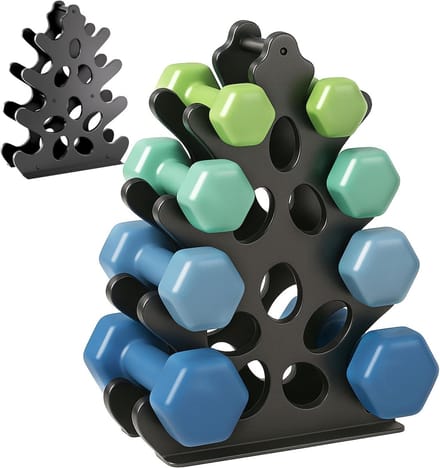 Verstelbare dumbbell standaard met 3 verdiepingen, 4-laags A-frame voor optimale opslag en gebruiksgemak
