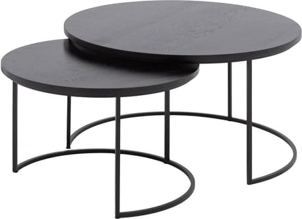 Goossens Iras Salontafel - Hout - 75 x 45 x 75 cm - Rond - zwart