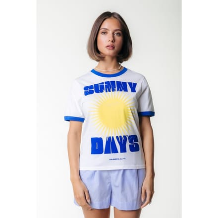 Colourful Rebel Sunny Days Ringer Boxy Tee Standard White Taglia: S | Maglie Sportivi Outlet | Donna | Bianco