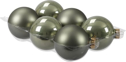 6x stuks kerstversiering kerstballen graniet groen van glas - 8 cm - mat/glans - Kerstboomversiering