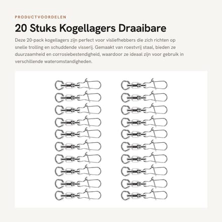Dailygoods - 20 Stuks Kogellagers Draaibare Snelkoppeling voor Vissen