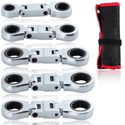 Set van 5 Dubbele Doos Ratchet Sleutels met Flexibel Hoofd