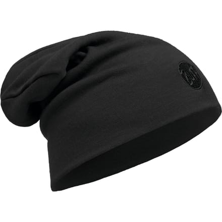 Buff Merino zwaargewicht muts, unisex zwarte pet One size zwart