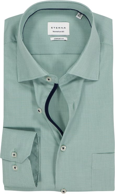 ETERNA comfort fit overhemd - structuur - groen - Strijkvrij - Boordmaat: 49 (EU maat: 4XL)