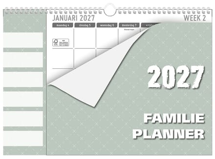 MGPcards - Family Planner XL 2027 - Weekplanner - Week begint op maandag - 34 x 24,5 cm - Groen
