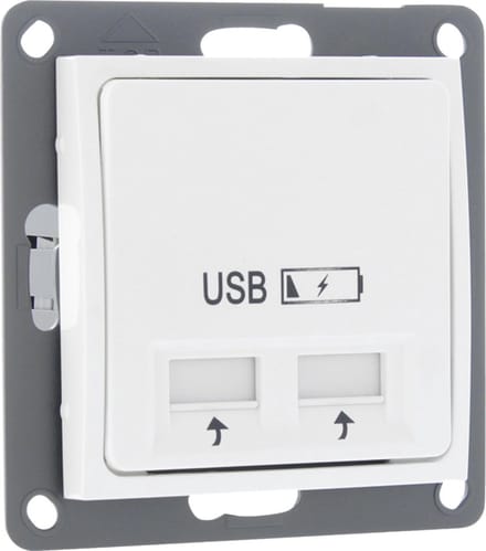 Q-LINK S2 CONTACTDOOS INBOUW 2XUSB VIJFVOUDIG POLARWIT