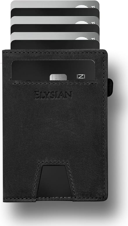 Elysian - Portefeuille Zwart - Pasjeshouder uitschuifbaar - 12 pasjes - Premium leer - RFID - Luxe cadeauverpakking