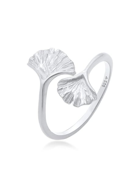 Elli - Ring - Dames Gingko Blad Open Trend in 925 sterling zilver verguld - Dames