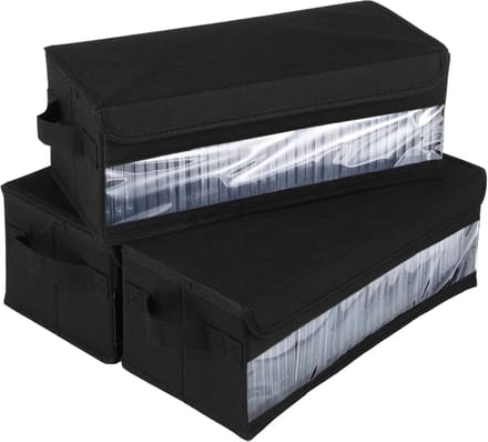 Opbergdozen CD DVD - Media Opslag - Thuis Kantoor - Set van 3 - 34x16x13 cm - Zwart