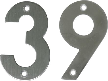 AMIG Huisnummer 39 - massief Inox RVS - 10cm - incl. bijpassende schroeven - zilver