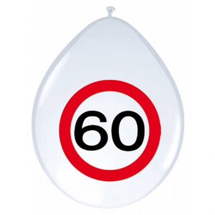 16x stuks Ballonnen 60 jaar verkeersbord versiering