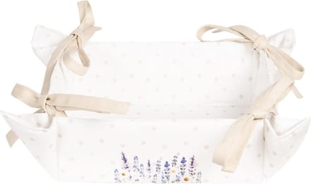 Clayre & Eef Broodmand 35x35x8 cm Paars Wit Katoen Vierkant Lavendel Cadeau keuken