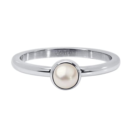 Quiges Stapelring Dames - Vulring - RVS Zilverkleurig met Kunstparel - Maat 19 - Hoogte 2mm