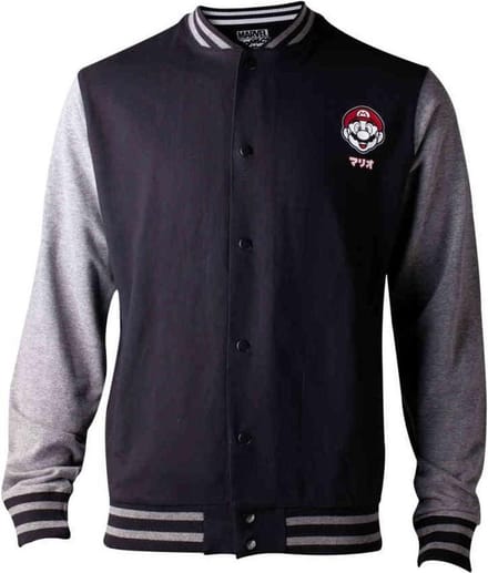 Nintendo - Super Mario heren varsity jacket zwart/grijs - S