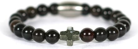 IbizaMen KIDS - pyrite kruis granaat 6mm - 15cm
