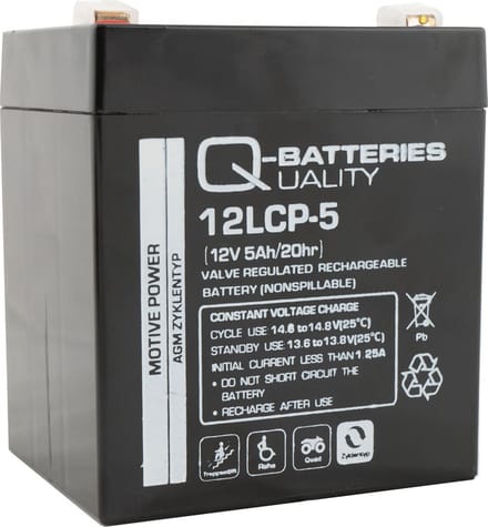 Q-Batteries 12LCP-5 12V - 5Ah AGM Accu Cyclusvast