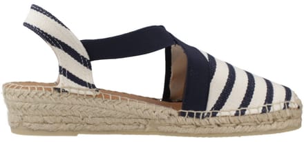 Veganistische espadrille van gestreept katoen voor dames met sleehak | VINAROS