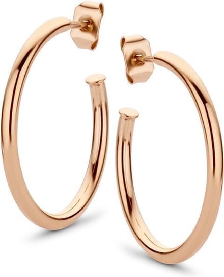CO88 Collection Elemental 8CE-70066 Stalen Oorringen - Rond 25 mm - Roségoudkleurig