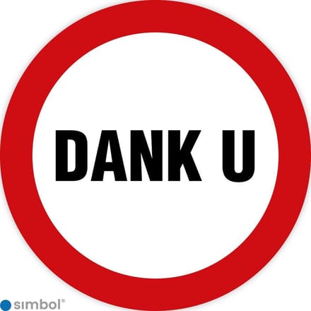 Simbol - Stickers Dank u - Duurzame Kwaliteit - Formaat ø 10 cm.