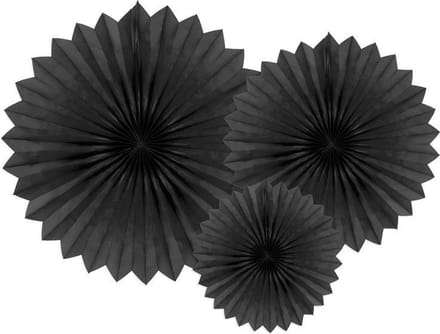 """Tissue fan, zwart, 20-40cm (1 zakje met 3 stuks)"""