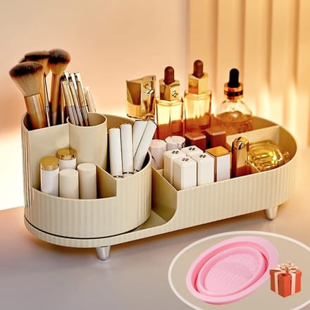 Draaibare make-up organizer met opbergvakken - Beige